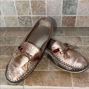 Robert Zur Bronze Loafers with Tassel and Chain Detail